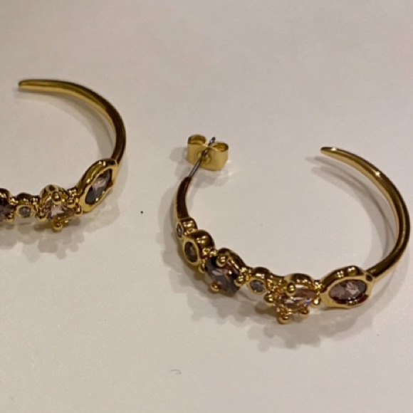 Nwt** Alexis Bittar 14k Goldplated, Cubic Zirconia Nanogem Hoop Earrings
